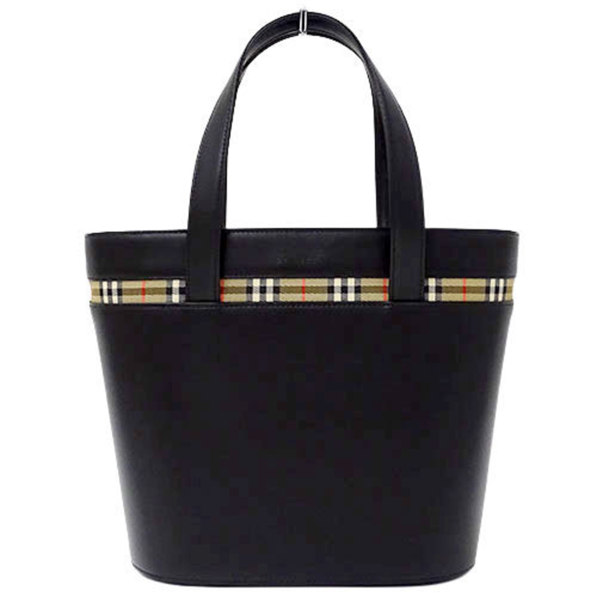 Burberry Bag Lady's Handbag Tote Leather Black Check